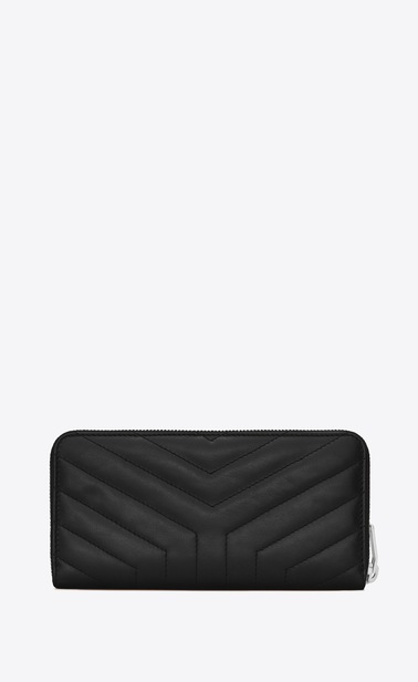 SAINT LAURENT Loulou SLG Woman LOULOU zip around wallet in shiny black leather with "Y" quilting b_V4